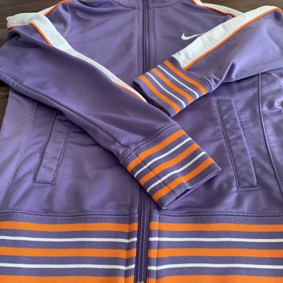 Nike Girls Youth Sz Small Full Zip Purple White & Orange Stripes Track Jacket - Picture 5 of 16